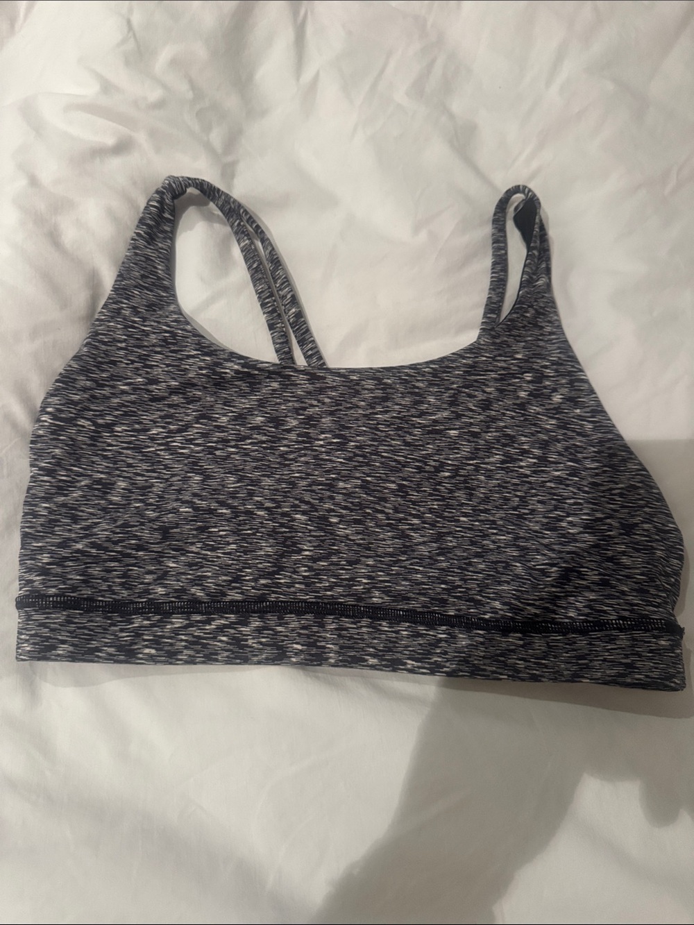 lululemon athletica Black & White Heathered Strappy Sports Bra